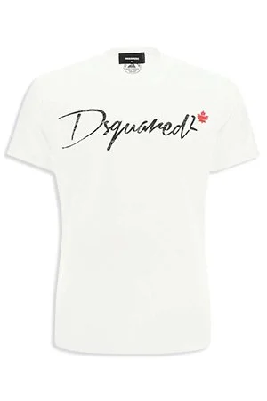 Shop the Trendy Men's DSquared2 Black Ceresio 9 White Logo T-Shirt